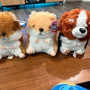 Plush Hamster Trio - Brown, White, Black